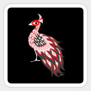 red crimson royal peacock in crown art ecopop Sticker